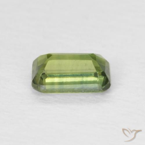 Saphir Vert forêt léger naturelle Octogone / coupe Émeraude, 0.46 ct, VS