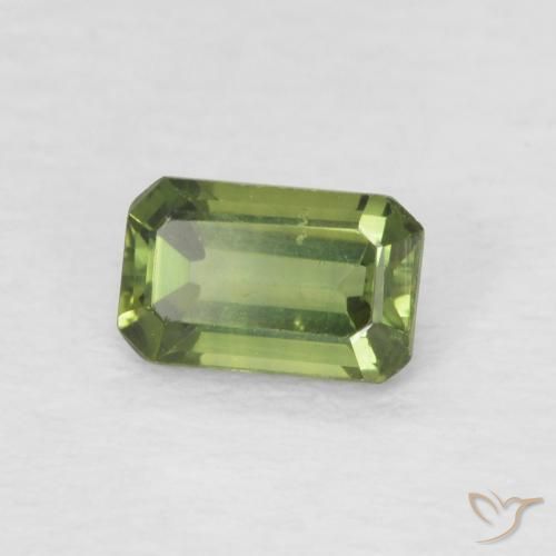 Saphir Vert terreux naturelle Octogone / coupe Émeraude, 0.45 ct, VS