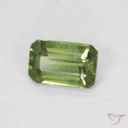 Saphir Vert forêt léger naturelle Octogone / coupe Émeraude, 0.41 ct, VS