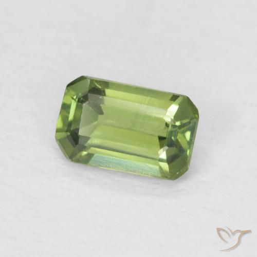Saphir Vert chaud naturelle Octogone / coupe Émeraude, 0.42 ct, VS