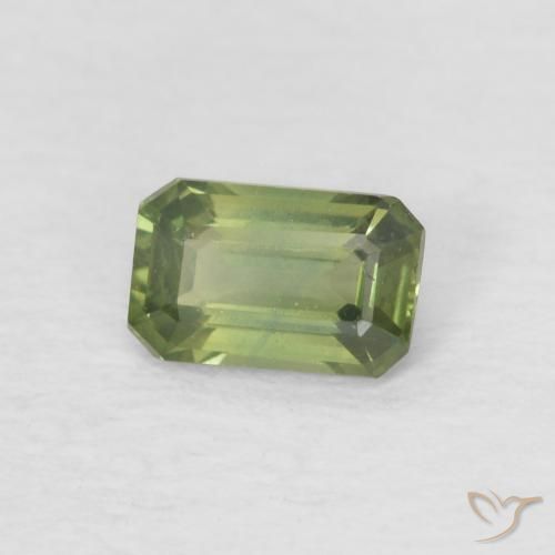 Saphir Vert moyen naturelle Octogone / coupe Émeraude, 0.44 ct, VS