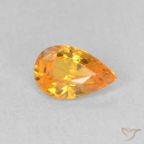 Saphir Or orange foncé naturelle En forme de poire, 0.51 ct, VVS-VS