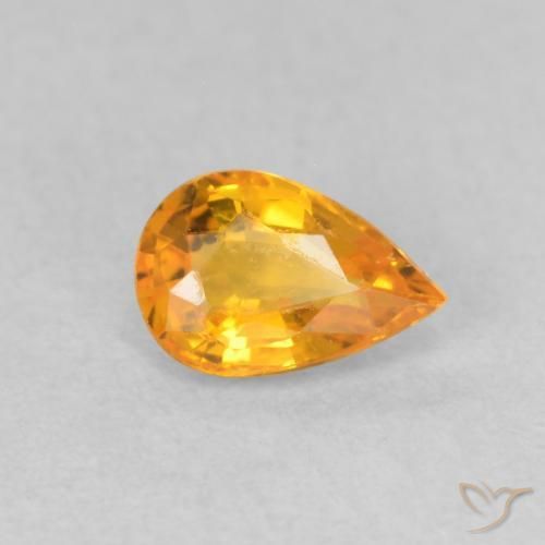 Saphir Orange moyen naturelle En forme de poire, 0.53 ct, VVS-VS