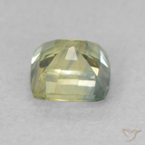 Saphir Vert jaunâtre naturelle Coussin, 0.58 ct, VS-SI