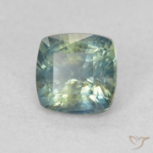 Saphir Bleu verdâtre naturelle Coussin, 0.74 ct, VS-SI