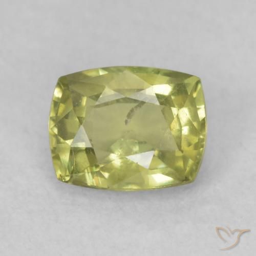 0.70ct Naturel Vert jaunâtre Saphir, Coussin, VS-SI