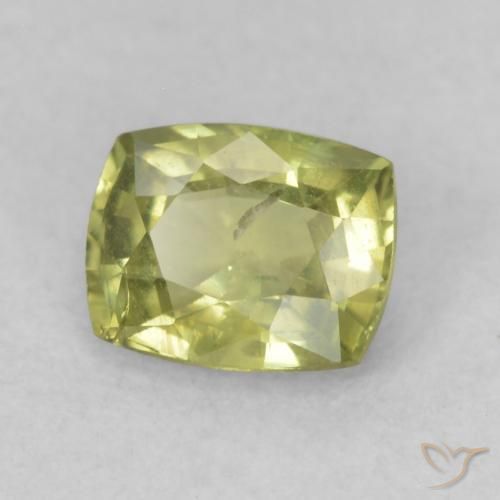 Saphir Vert jaunâtre naturelle Coussin, 0.70 ct, VS-SI