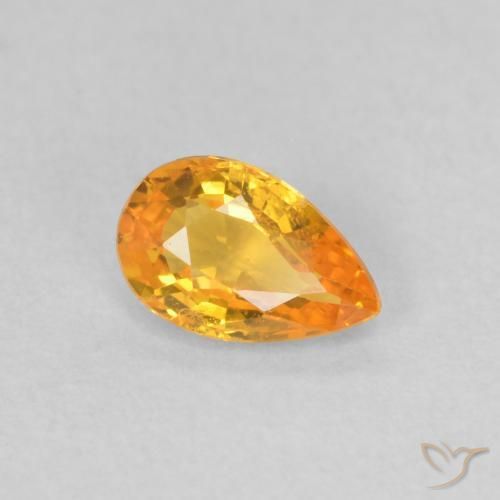 Saphir Orange vif naturelle En forme de poire, 0.47 ct, VS