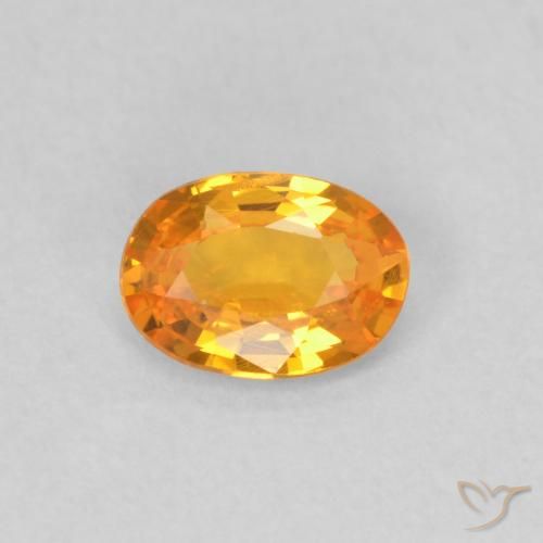 Saphir Orange vif naturelle ovale, 0.48 ct, VS