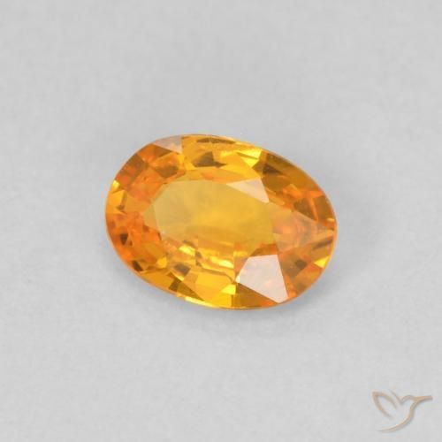 Saphir Orange vif naturelle ovale, 0.48 ct, VS
