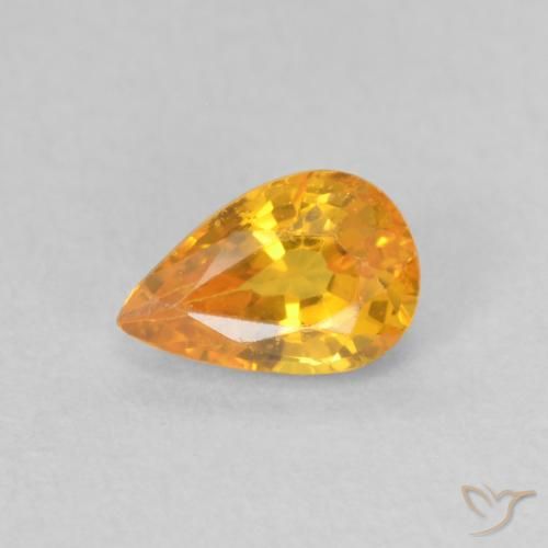 0.60ct Naturel Orange vif Saphir, En forme de poire, VS