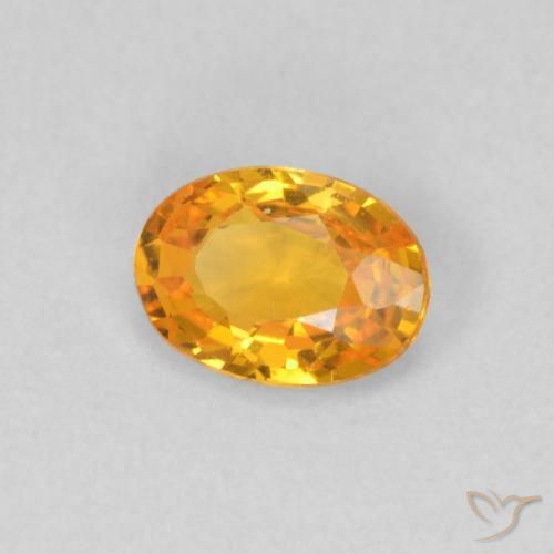 Saphir Orange vif naturelle ovale, 0.52 ct, VS