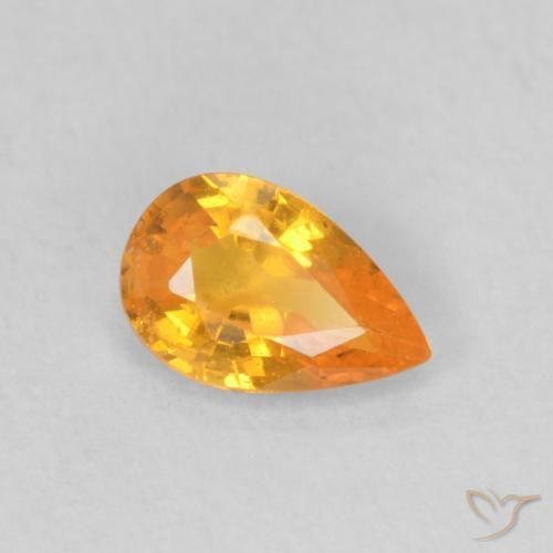 Saphir Orange moyen naturelle En forme de poire, 0.54 ct, VS