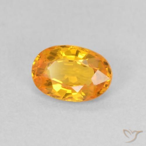 Saphir Orange vif naturelle ovale, 0.63 ct, VS