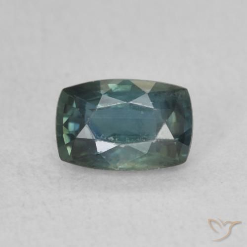 0.78ct Naturel Bleu foncé Vert Saphir, Coussin, VS, Photo A