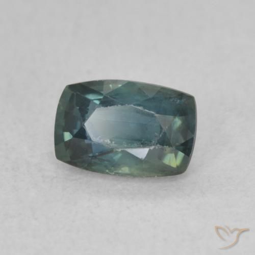 Saphir Bleu foncé Vert naturelle Coussin, 0.78 ct, VS