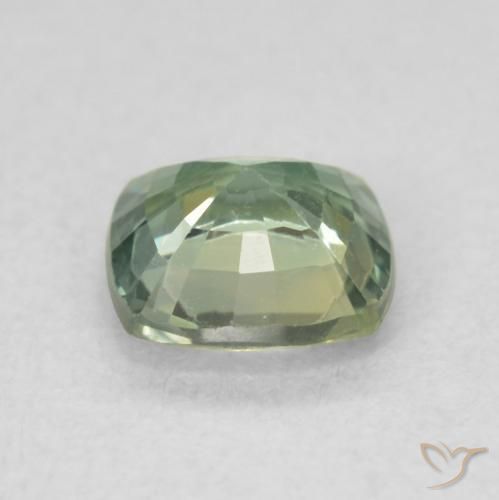 Saphir Vert sauge léger naturelle Coussin, 0.89 ct, VVS-VS