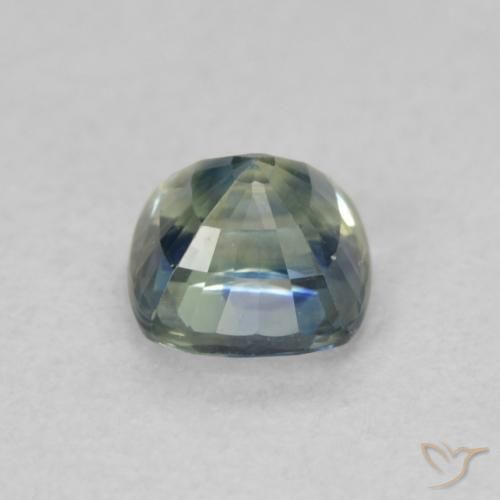 Saphir Bleu vert moyen naturelle Coussin, 0.73 ct, VVS-VS