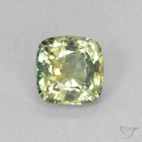 0.65ct Naturel Vert jaunâtre Saphir, Coussin, VVS-VS