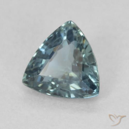 Saphir Bleu verdâtre naturelle Trillion, 0.56 ct, VS