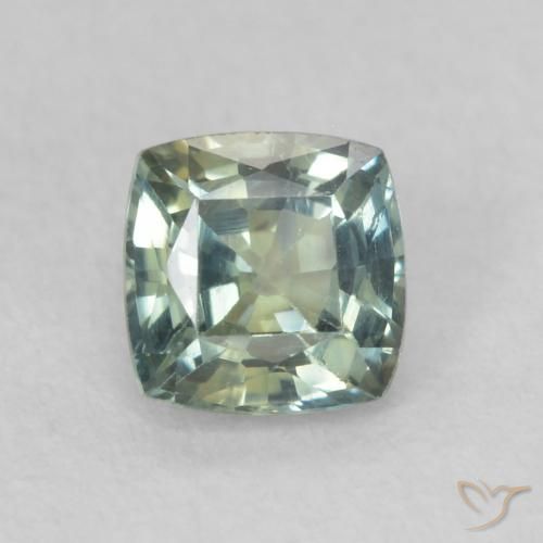 0.55ct Naturel Vert jaunâtre Saphir, Coussin, VS