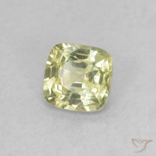 Saphir Jaune clair naturelle Coussin, 0.38 ct, VS