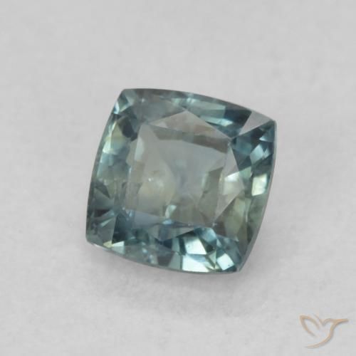 Saphir Vert bleuâtre naturelle Coussin, 0.65 ct, VS
