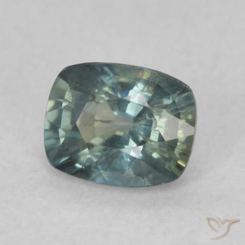 Saphir Vert bleuâtre naturelle Coussin, 0.73 ct, VS