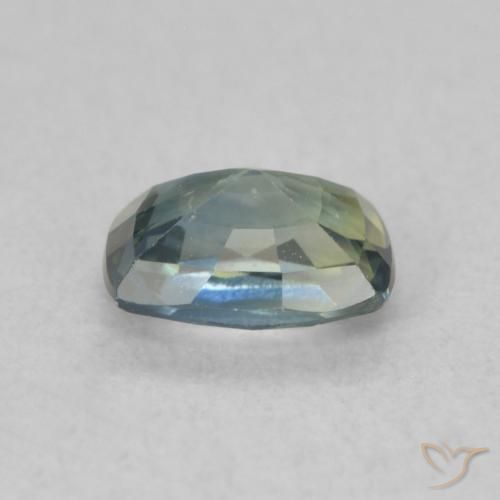 Saphir Vert jaunâtre naturelle Coussin, 0.75 ct, VS
