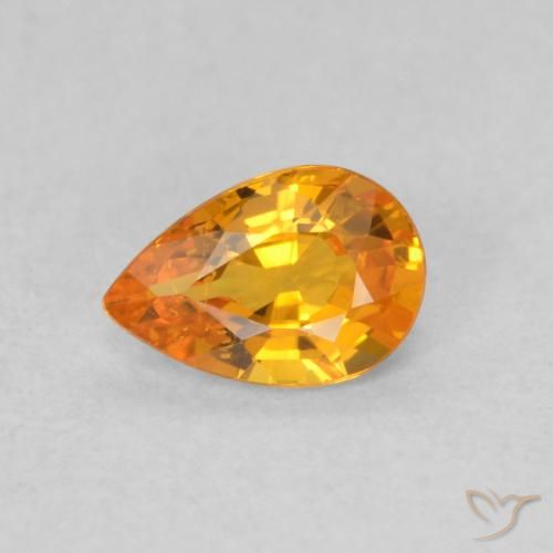 Saphir Orange vif naturelle En forme de poire, 0.52 ct, VS