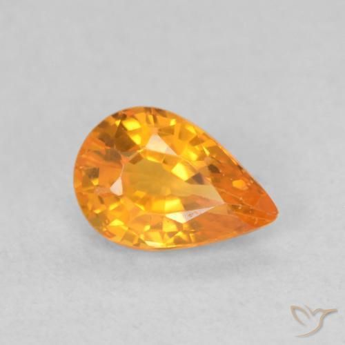Saphir Orange moyen naturelle En forme de poire, 0.64 ct, VS