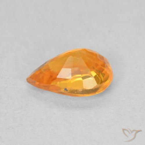 Saphir Orange moyen naturelle En forme de poire, 0.64 ct, VS