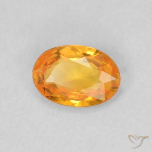 Saphir Orange vif naturelle ovale, 0.53 ct, VS