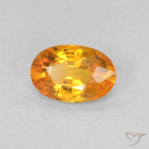 Saphir Orange vif naturelle ovale, 0.55 ct, VS