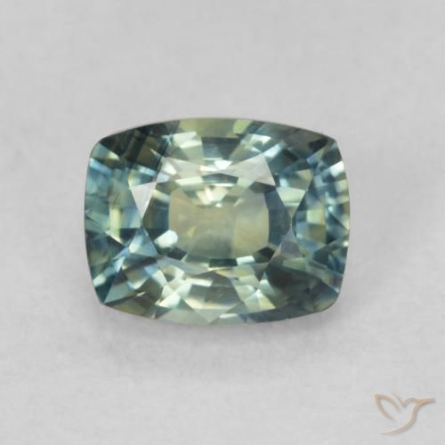0.76ct Naturel Bleu vert moyen Saphir, Coussin, VVS-VS