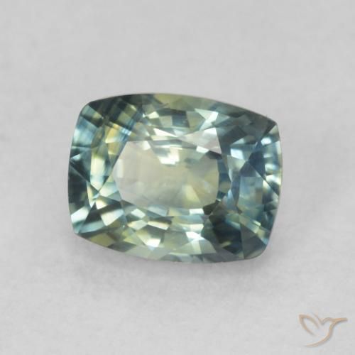 Saphir Bleu vert moyen naturelle Coussin, 0.76 ct, VVS-VS