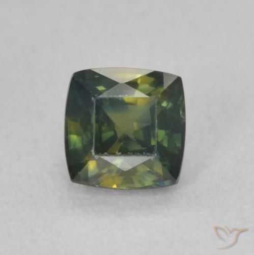0.67ct Naturel Vert jaunâtre Saphir, Coussin, VVS-VS