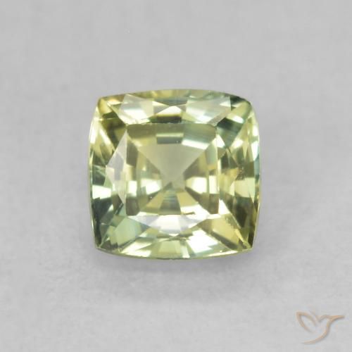 Saphir vert de 0,71 carats,, Coussin Saphir en vrac de Madagascar, Gemme naturelle, 4,6 x 4,6 mm, Photo A
