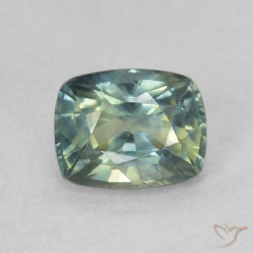 0.82ct Naturel Bleu vert Saphir, Coussin, VVS-VS