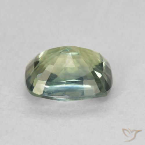 Saphir Bleu vert naturelle Coussin, 0.82 ct, VVS-VS