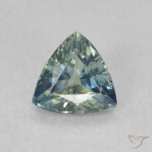 Saphir Vert bleuâtre naturelle Trillion, 0.56 ct, VS