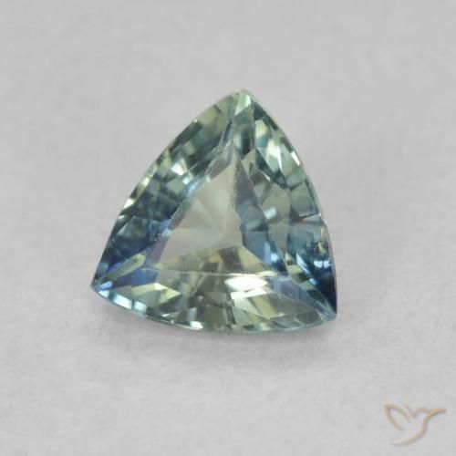 Saphir Vert bleuâtre naturelle Trillion, 0.56 ct, VS