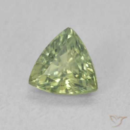 Saphir Vert chaud naturelle Trillion, 0.55 ct, VS