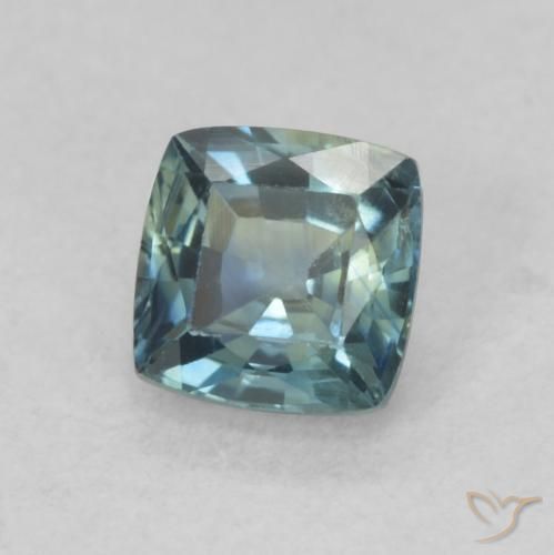 Saphir Sarcelle naturelle Coussin, 0.76 ct, VS