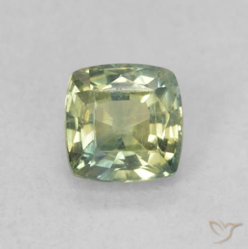 0.62ct Naturel Vert jaunâtre Saphir, Coussin, VS