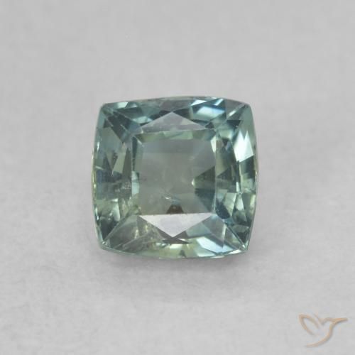 0.65ct Naturel Vert bleuâtre Saphir, Coussin, VS