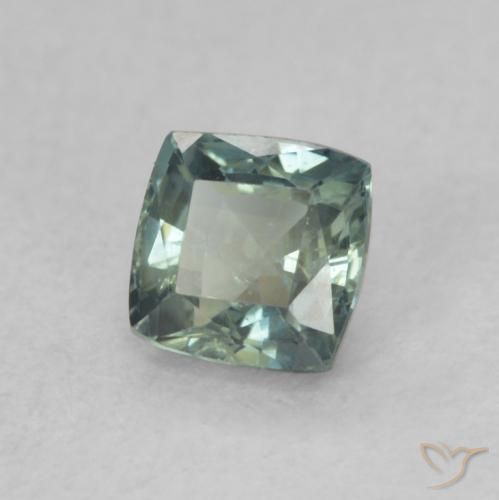 Saphir Vert bleuâtre naturelle Coussin, 0.65 ct, VS