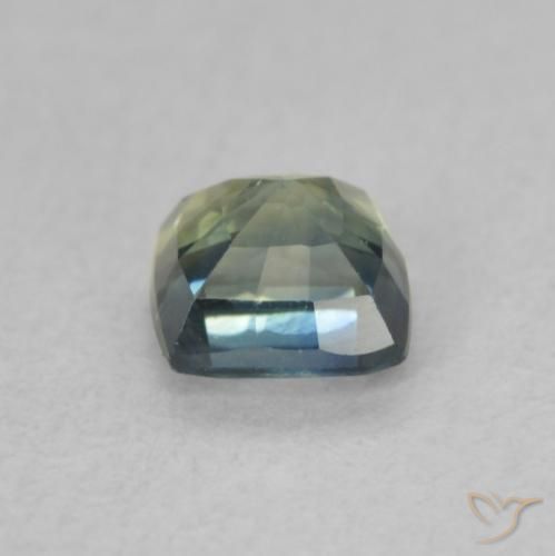 Saphir Vert bleuâtre naturelle Coussin, 0.65 ct, VS