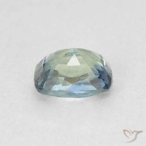 Saphir Vert pâle naturelle Coussin, 0.61 ct, VS