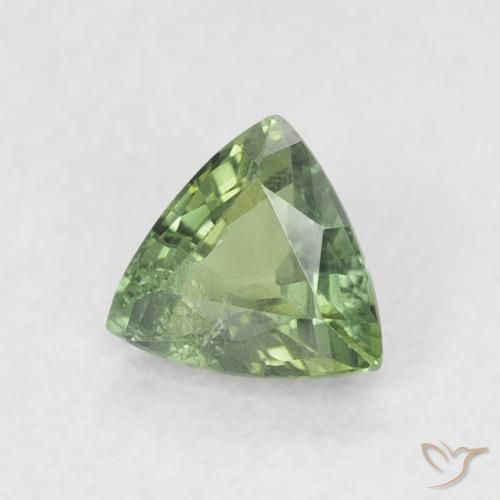 Saphir Vert moyen naturelle Trillion, 0.38 ct, VS